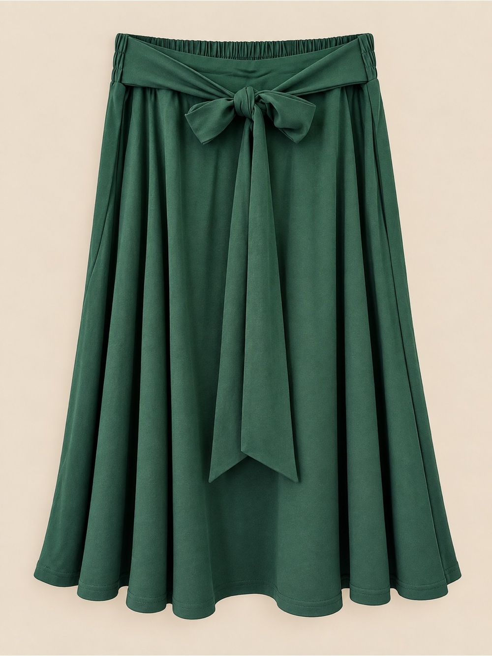 Green Tie-Waist A-Line Skirt